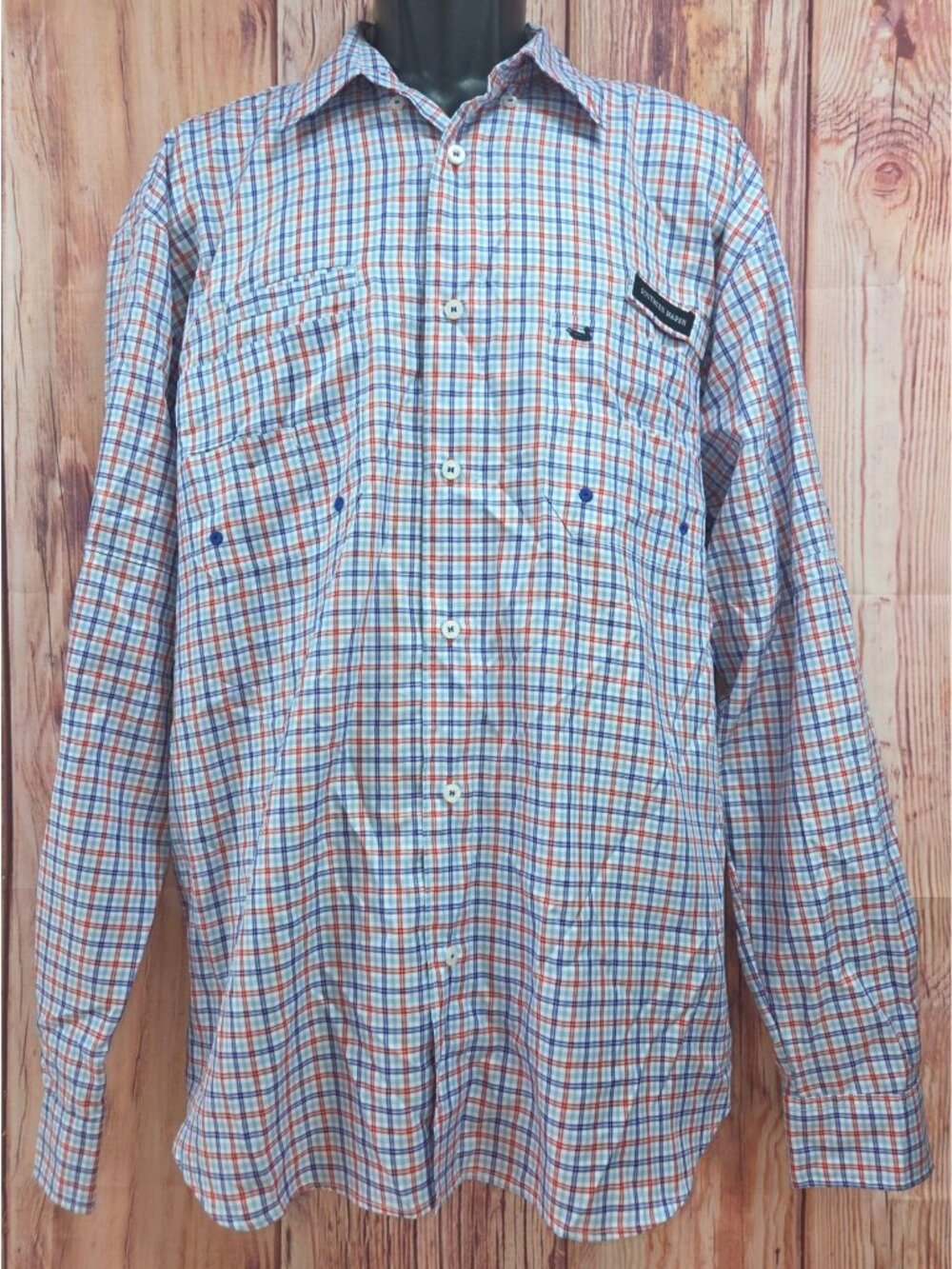 Southern Marsh Plaid Long Sleeve Button-Up Shirt Medium